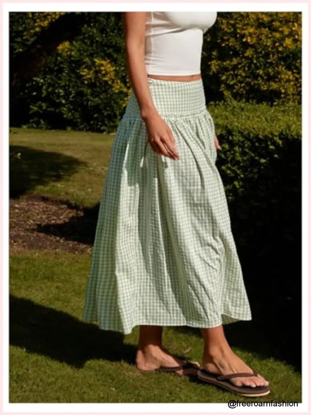 Women's Plaid Gingham Maxi Skirt High Waist Flowy Long Skirt